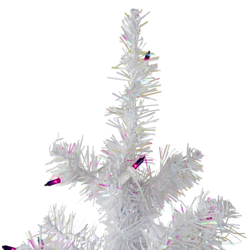 4' Pre-lit White Iridescent Pine Artificial Christmas Tree - Purple Lights