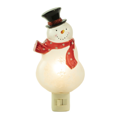 6.75" Snowman Wearing Red Scarf Christmas Night Light