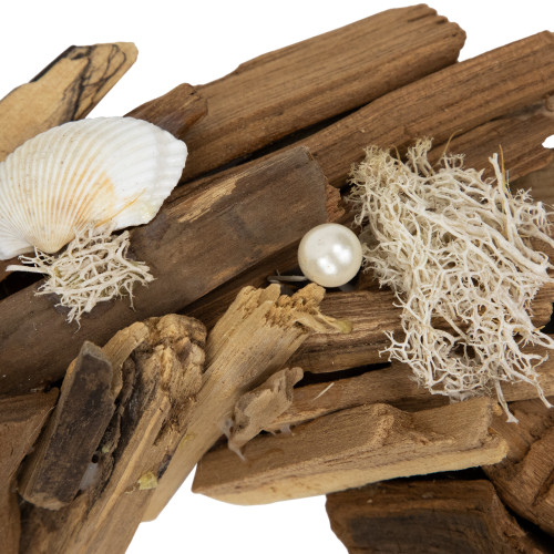 Natural Driftwood and Seashell Artificial Wreath - 14"