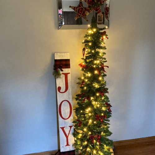 6' Pre-Lit Northern Balsam Fir Pencil Artificial Christmas Tree, Warm Clear LED Lights