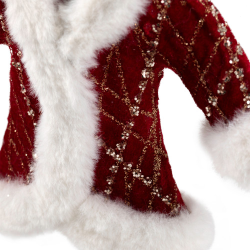 Glittered Winter Coat with Plush Trim Christmas Ornament - 6.5" - Red
