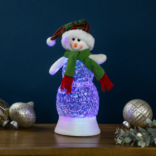 LED Lighted Acrylic Snowman Christmas Snow Globe - 11"