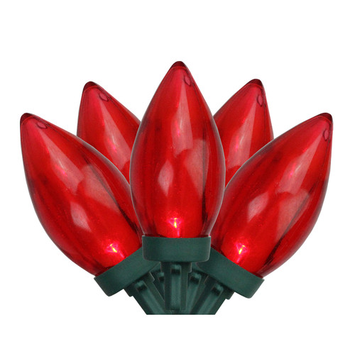 25 Red LED C9 Christmas Lights - 16 ft Green Wire