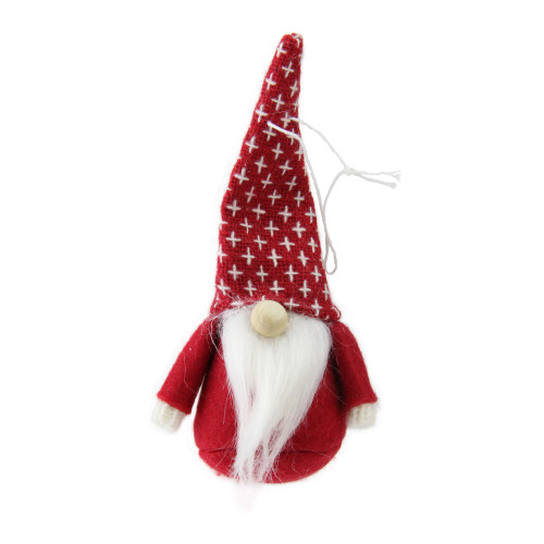 Set of 3 Red and Brown Santa Gnome Christmas Ornaments 4.5"