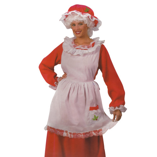 Red and White Plush Velour Mrs. Santa Claus Women Adult Christmas Costume - One Size