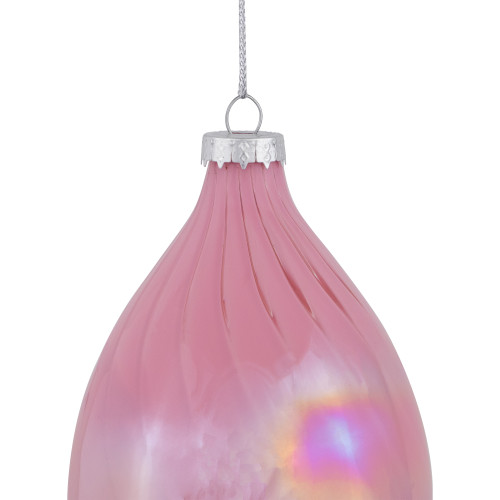 5.5" Pink Finial Christmas Glass Ornament