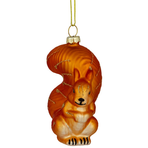 4" Burnt Orange Squirrel Hanging Glass Christmas Ornament