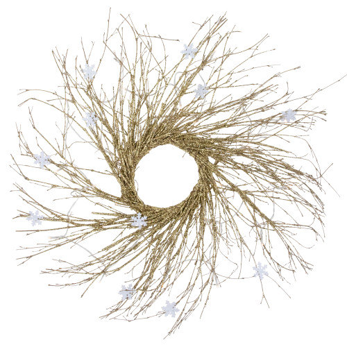 Pre-lit Battery Operated Glittered Twig Christmas Wreath - 28" - Warm White LED Lights