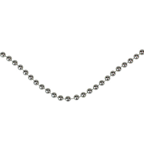 15' x 0.25" Shiny Silver Beaded Christmas Garland - Unlit