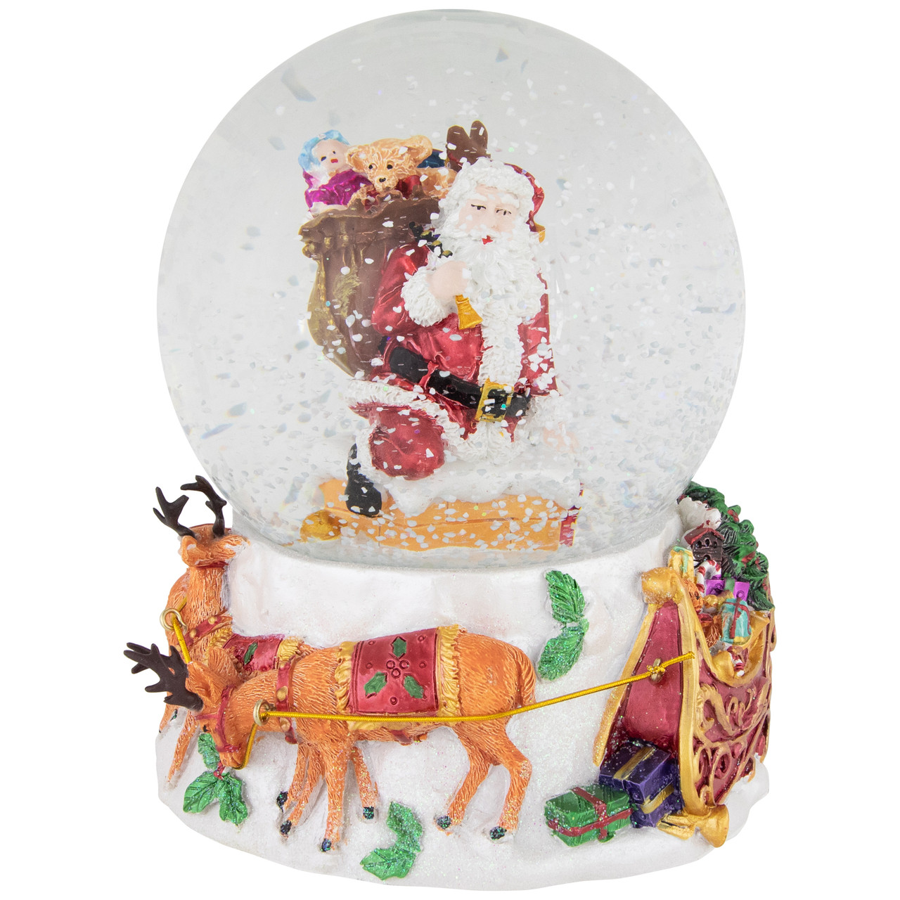 6.5" Santa Delivering Gifts Musical Christmas Snow Globe