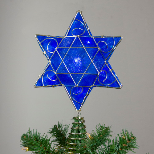 Blue and Gold Colored Hanukkah Star LED Tree Topper 11.5"