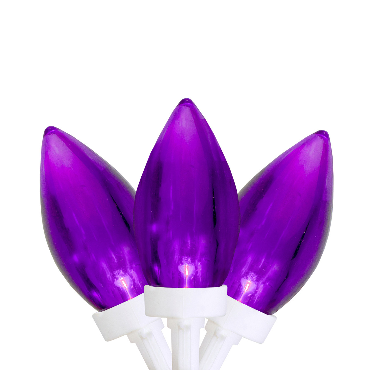 25 Count Purple LED C9 Christmas Lights, 16 ft White Wire