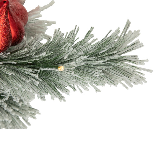 3' Pre-Lit Snowy Bristle Pine Artificial Christmas Swag, Warm White LED Lights