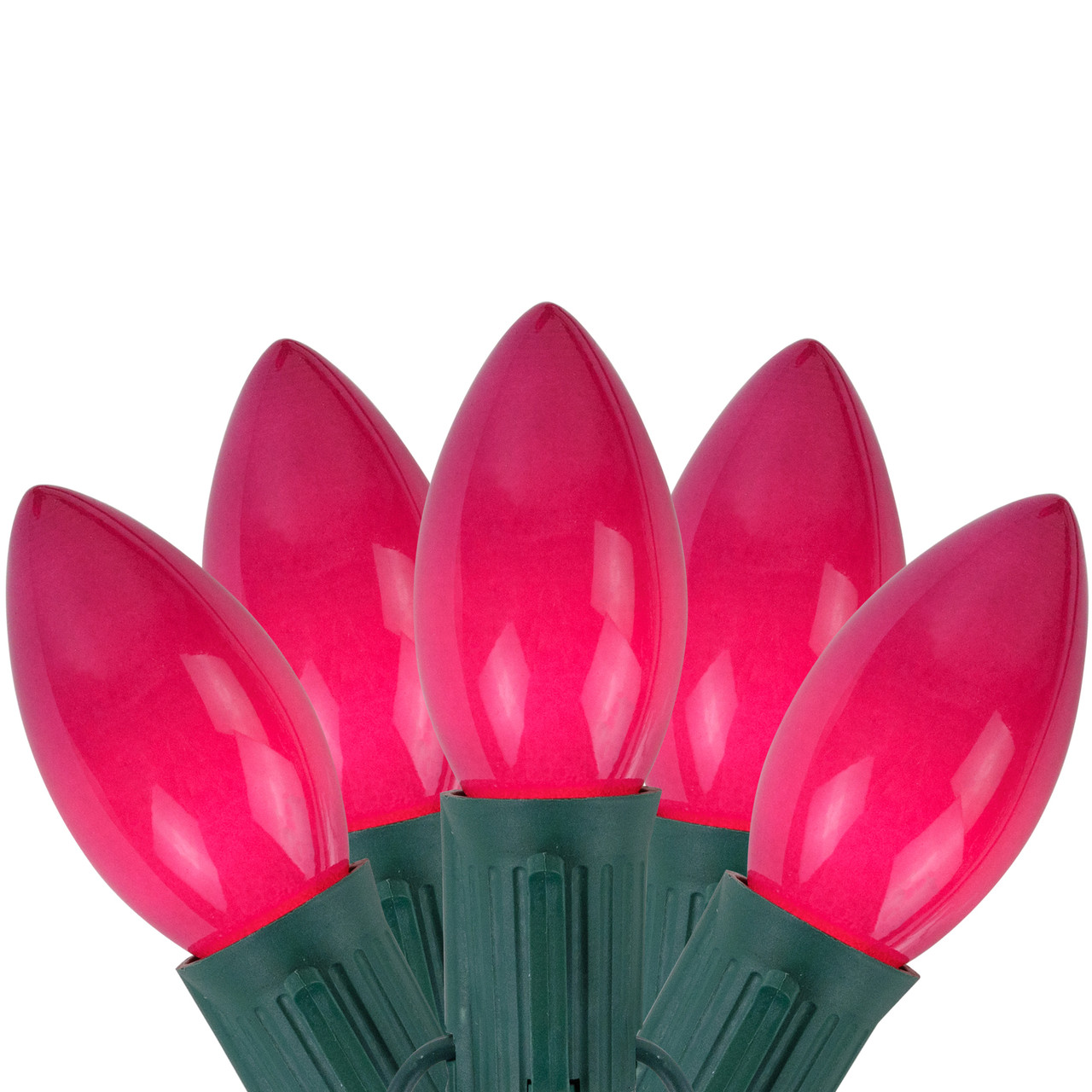 25-Count Opaque Fuchsia Pink C9 Christmas Light Set, 24ft Green Wire