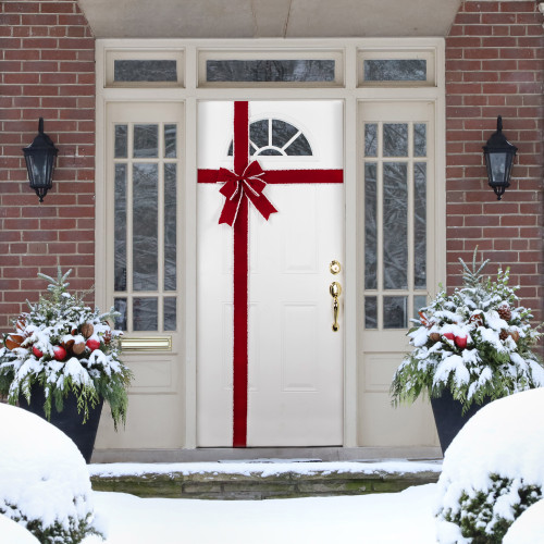 14' Red and White Velvet Christmas Door Bow
