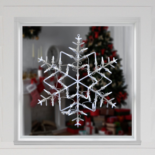 18" White LED Lighted Snowflake Christmas Window Silhouette