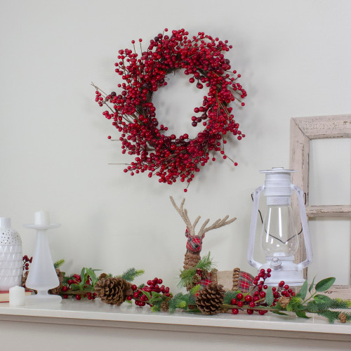 Real Touch?? Berry Artificial Christmas Twig Wreath - 20" - Unlit