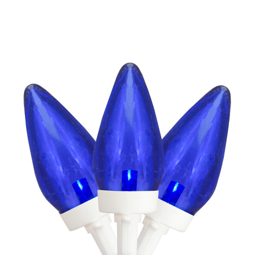 25 Count Blue LED C7 Christmas Lights, 16 ft White Wire