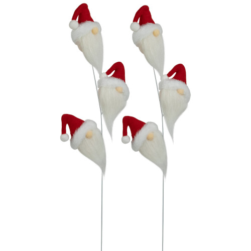 Set of 2 Plush Red and White Santa Gnome Christmas Picks 27"