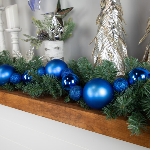 6' Blue Shatterproof Ball 3-Finish Christmas Garland