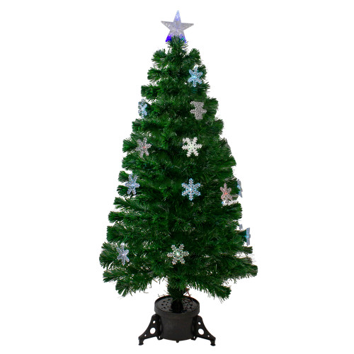 4' Pre-Lit Color Changing Fiber Optic Artificial Christmas Tree with Snowflakes