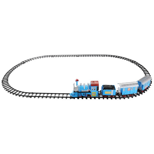 14-Piece Blue Lighted and Animated Classic Cartoon Train Set with Sound