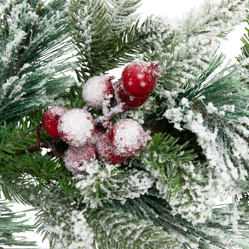 Real Touch?? Flocked Calloway Fir with Berries Artificial Christmas Garland - 7' x 12"  - Unlit