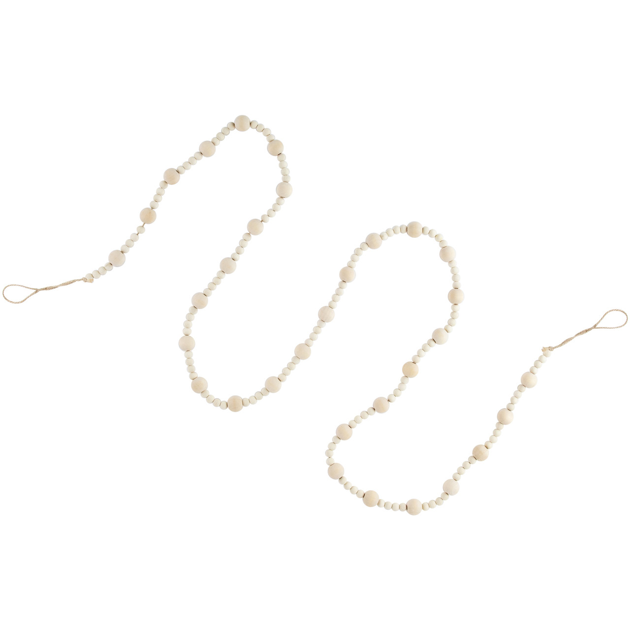 6' Cream Wooden Beads Christmas Garland, Unlit