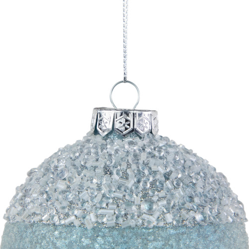 4" Silver and Blue Beaded Glass Christmas Ornament