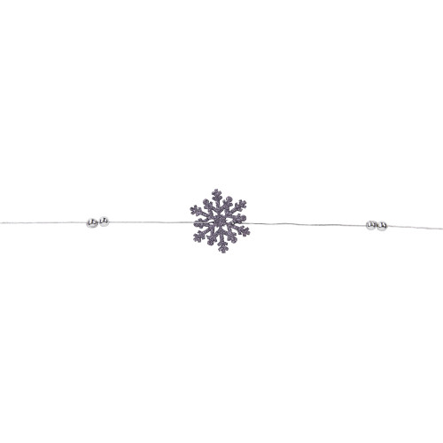 5' x 2" Purple Snowflake Christmas Garland with Silver Beads, Unlit