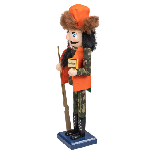 15" Orange and Green "Gone Hunting" Christmas Nutcracker in Camouflage