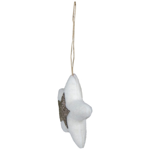 3.75" White and Silver Star Hanging Christmas Ornament