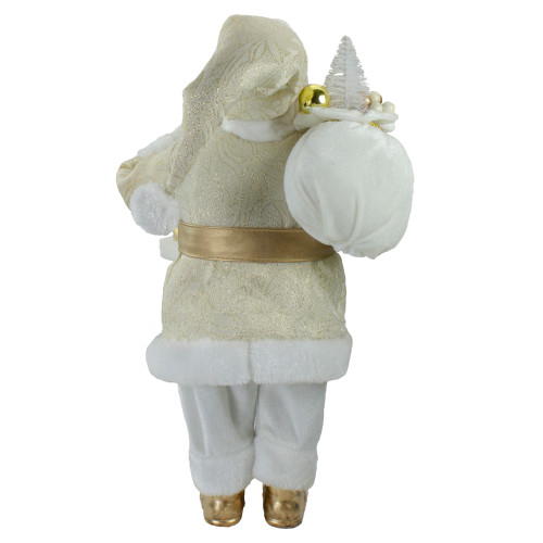 18" Gold and White Standing Santa Christmas Figure with Presents