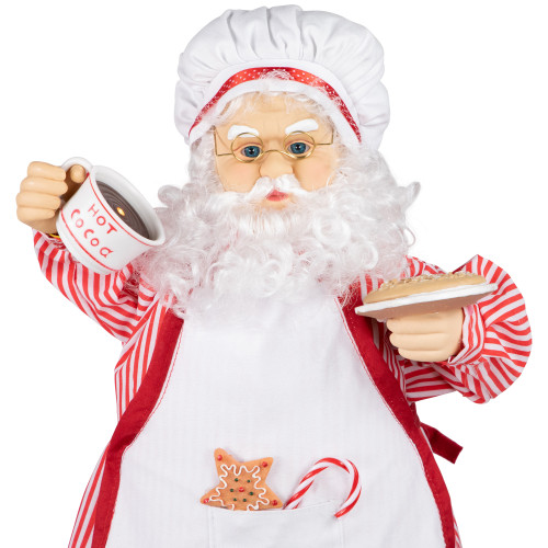 24" Animated and Musical Chef Santa Claus With Hot Cocoa and Cookie Christmas Figure