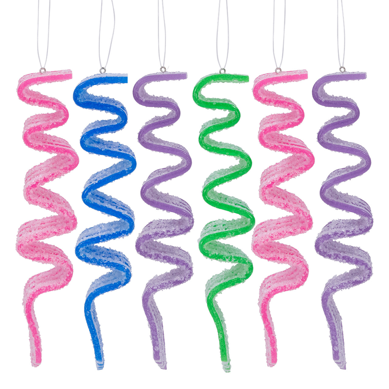 Sugar Coated Ribbon Candy Christmas Ornaments - 5.5" - 6 ct