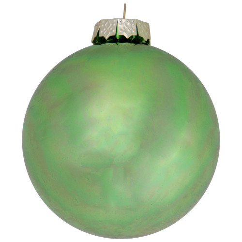 6ct Shiny and Matte Green Glass Ball Christmas Ornaments 3.25" (82mm)