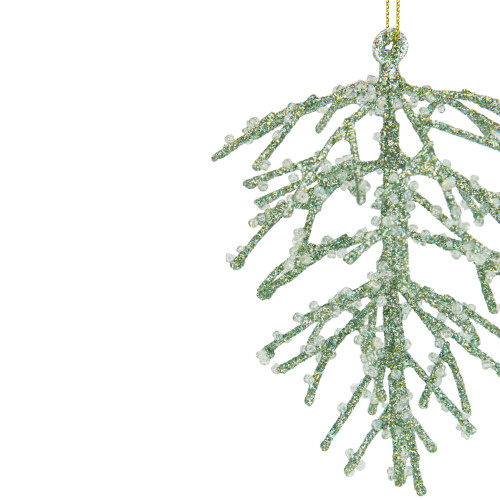 4.75" Green 3-D Glittered Iron Wire Pine Cone Christmas Ornament