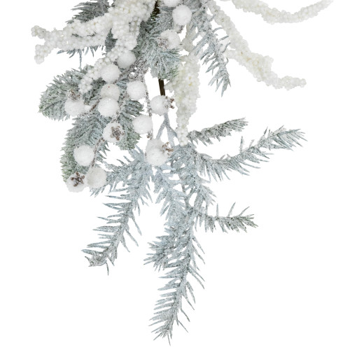 Flocked Pinecones and Berries Artificial Pine Christmas Garland - 6' x 8" - Unlit