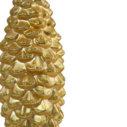 8" Gold With Glitter Accents Pine Cone Christmas Ornament