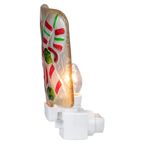 6" White and Red Candy Canes Glass Christmas Night Light