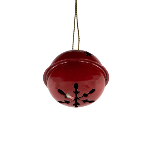 Snowflakes and Stars Christmas Jingle Bell Ornaments - 1.5" - Burgundy - 12ct