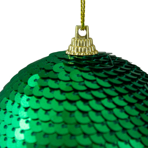 3" Green Sequin Shatterproof Ball Christmas Ornament