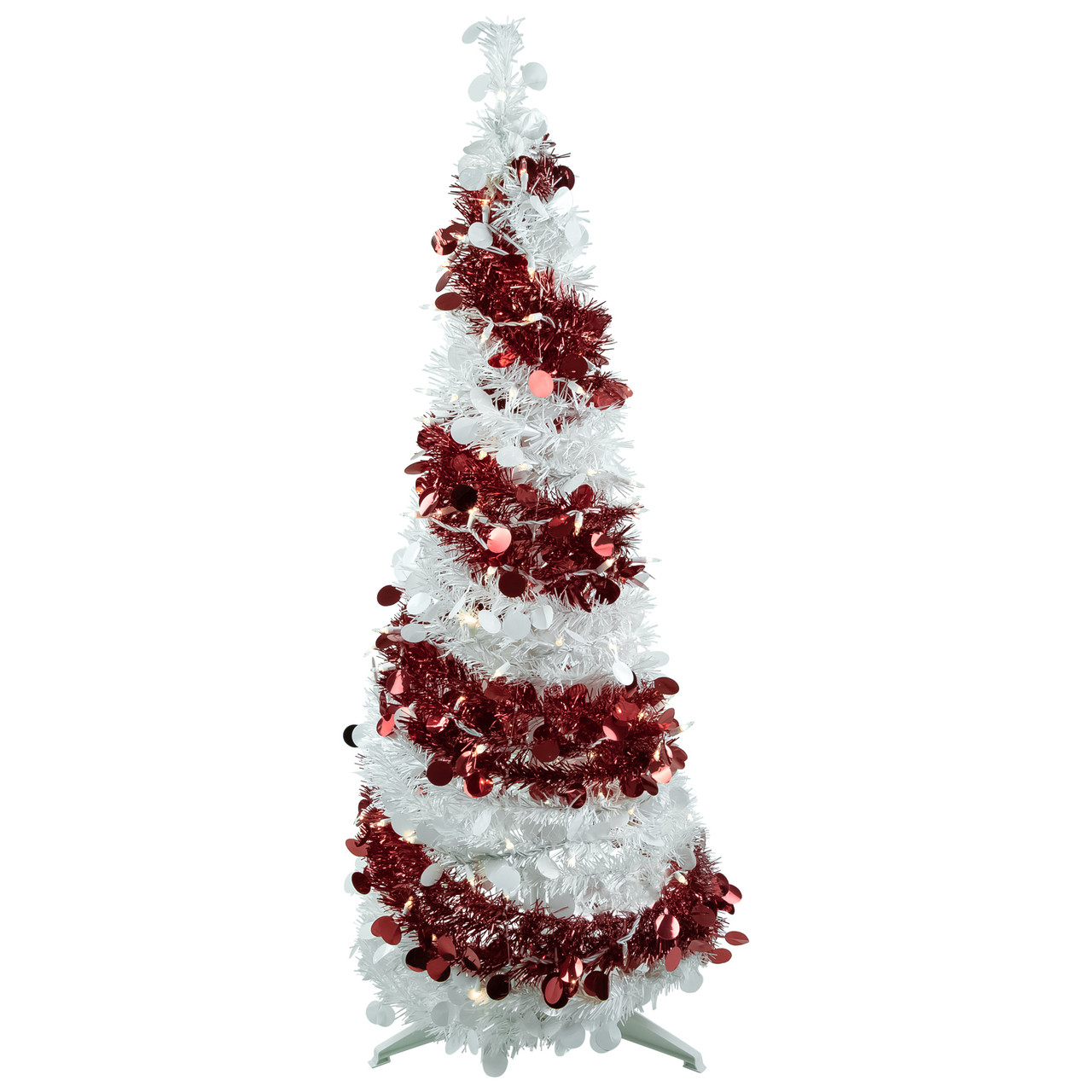 4' Pre-Lit Candy Cane Pop-Up Artificial Christmas Tree, Clear Lights