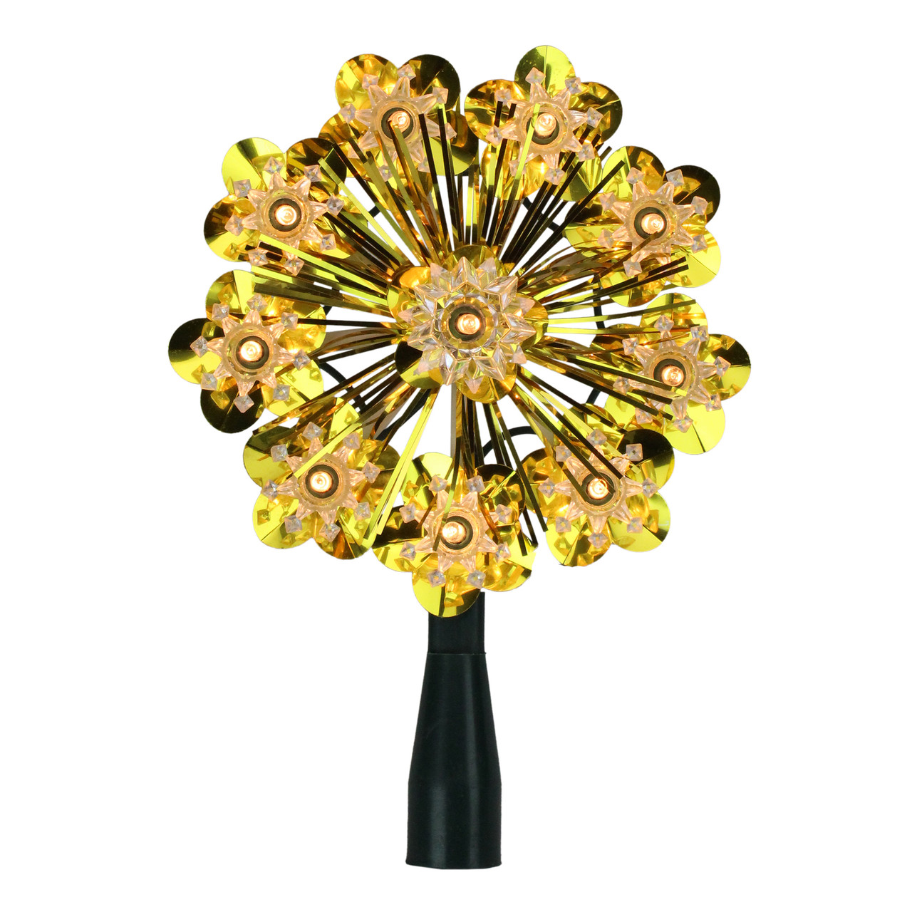 5.5" Gold Snowflake Starburst Christmas Tree Topper - Clear Lights