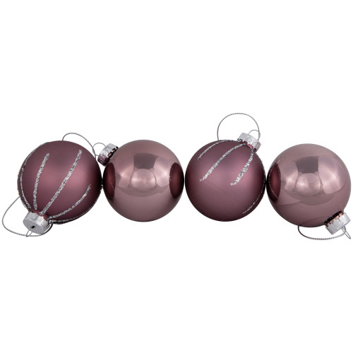 Shiny and Matte Christmas Glass Ball Ornaments - 2.25" (55mm) - Pink - 24ct