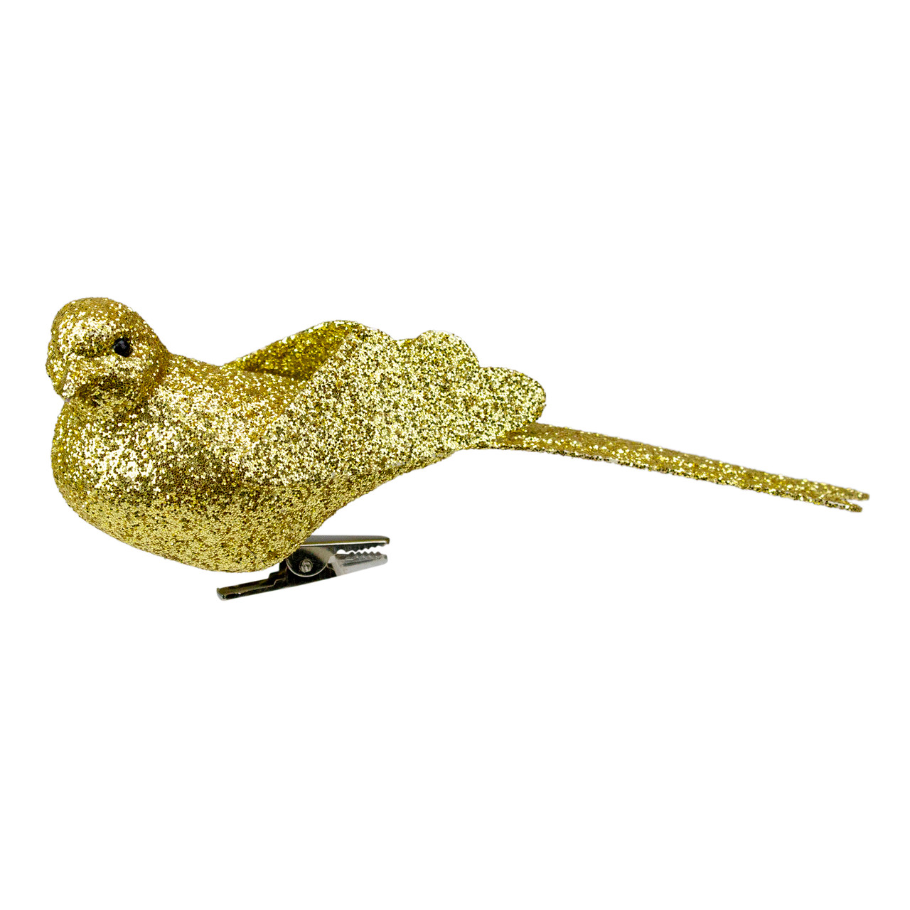 Glittered Bird Clip-On Christmas Ornament - 6" - Gold-tone