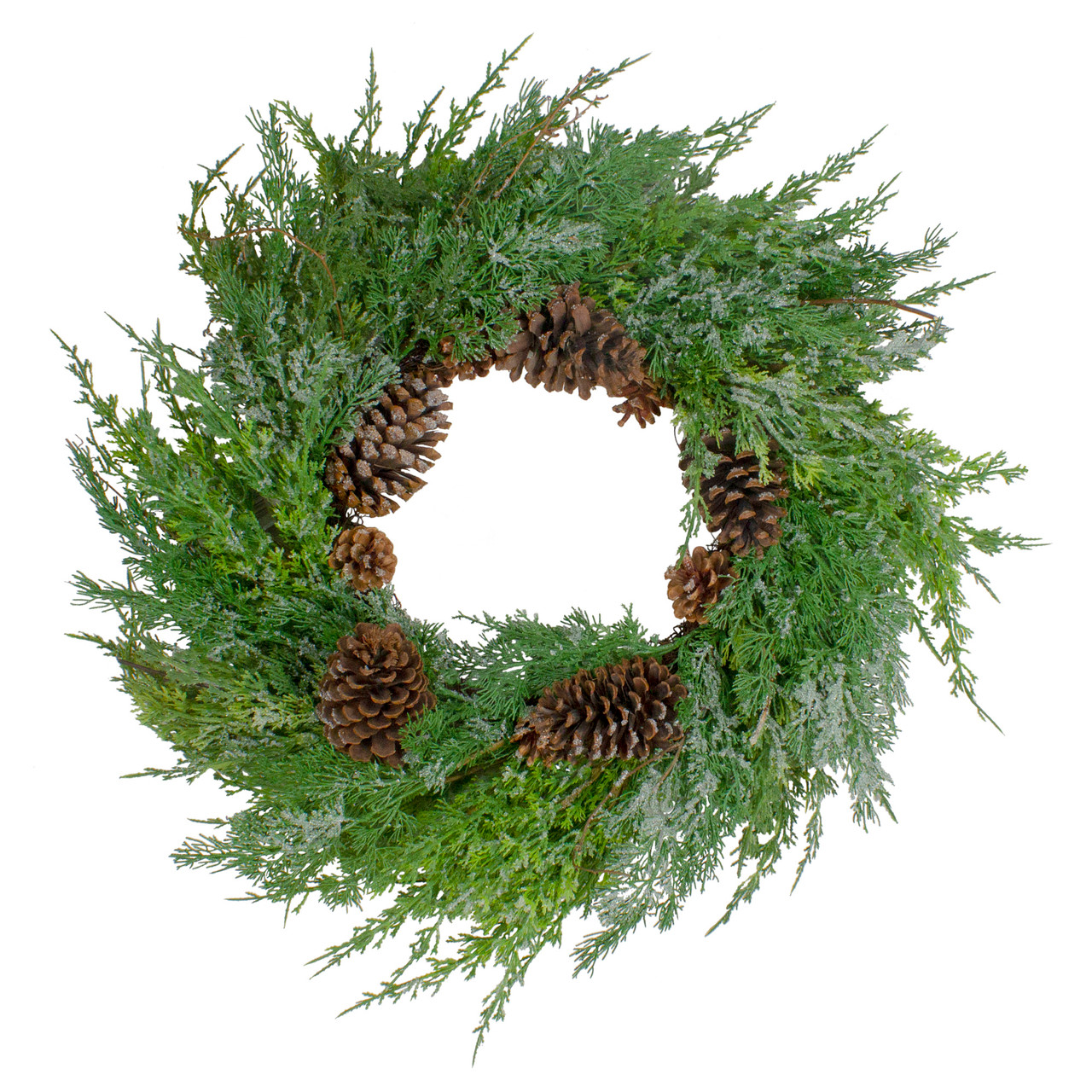 Real Touch?? Frosted Cedar and Pinecone Artificial Christmas Wreath - 26" - Unlit
