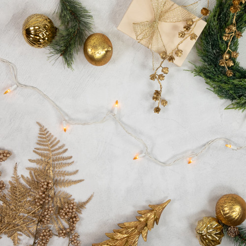 50ct Opaque Gold Mini Christmas Light Set, 24.5ft White Wire