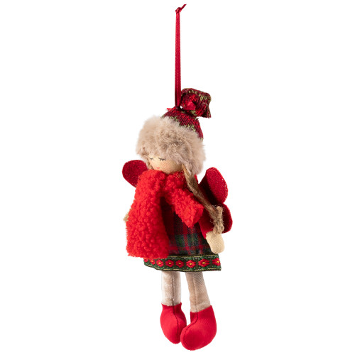 Angel Girl with Knitted Winter Hat Christmas Ornament - 8.5"