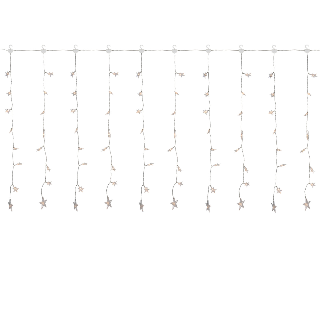120 LED Warm White Curtain Christmas Lights - 7.5' Clear Wire